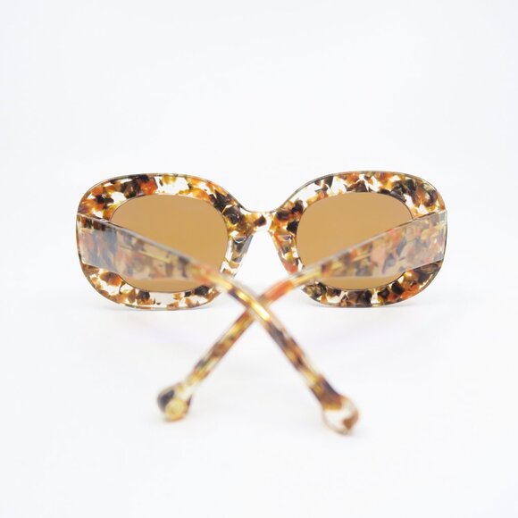 Nathalie Blanc DAPHNEE Brown Marble/Brown Lenses, Square New Women\'s Sunglasses.